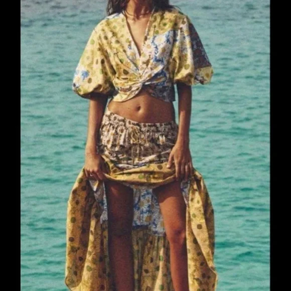 Zara Two Piece Boho Set | Twist Crop Top & Maxi Skirt | M/S - Picture 2 of 10